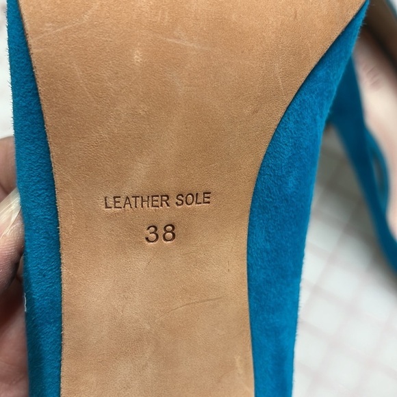PLENTY BY TRACY REESE Anthro Jocasta Turquoise/Azure Suede Party/Office Pump 8 - Picture 7 of 12